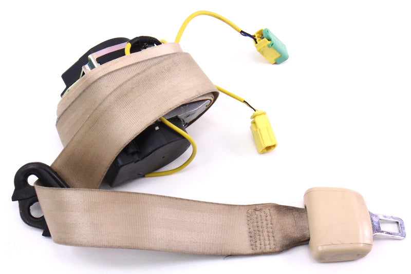 LH Front Seatbelt Shoulder Belt 04-06 VW Phaeton - Beige Tan - Genuine