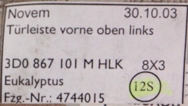 LH Front Door Panel Wood Trim 04-06 VW Phaeton - Genuine - 3D0 867 101 M