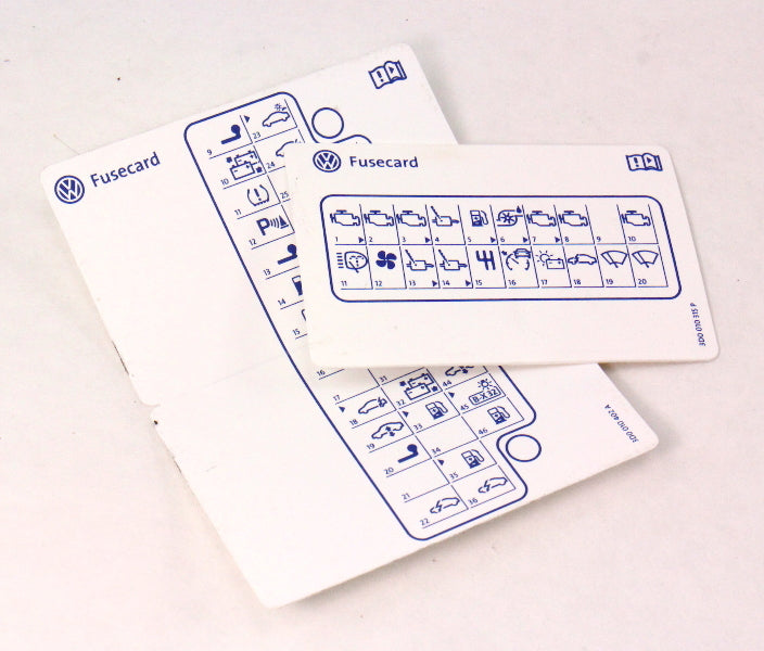 Fuse Card Diagram Key 04-06 VW Phaeton - 3D0 010 315 P / 3D0 010 402 A