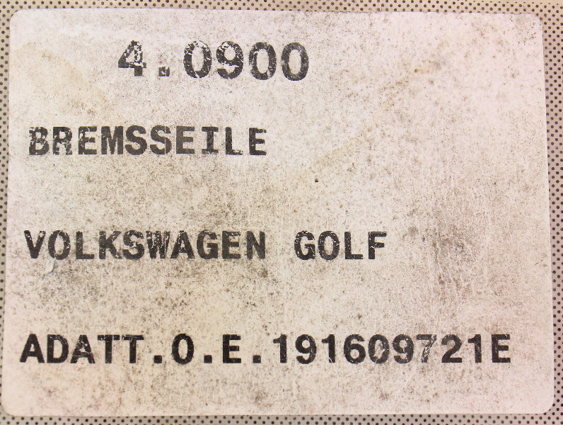 PEX Ebrake Parking Brake Cable 89-92 VW Jetta Golf MK2 Drum - 191 609 721 E