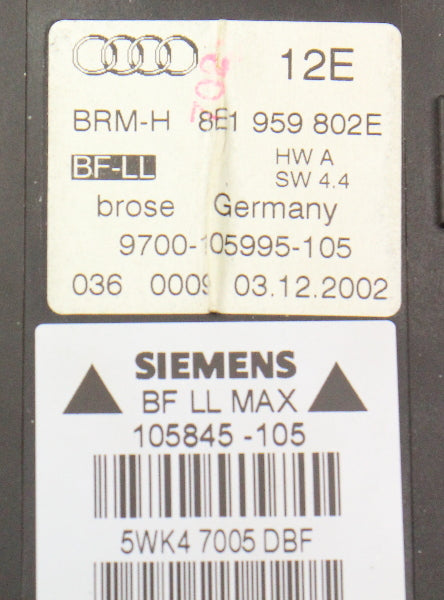 RH Front Window Motor 02-08 Audi A4 S4 RS4 B6 B7 - Genuine - 8E1 959 802 E
