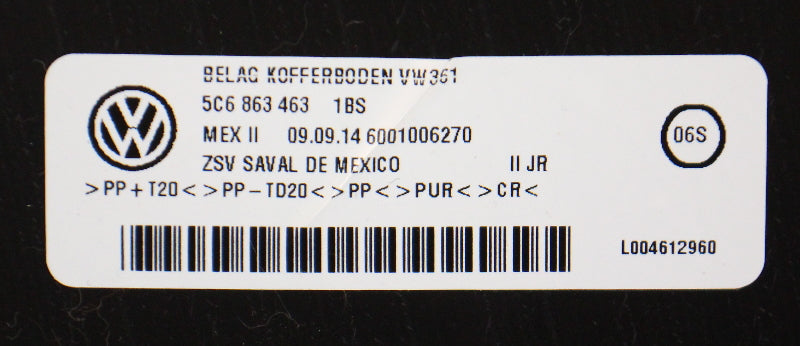 Trunk Floor Carpet Mat 11-18 VW Jetta MK6 Sedan - Genuine - 5C6 863 463