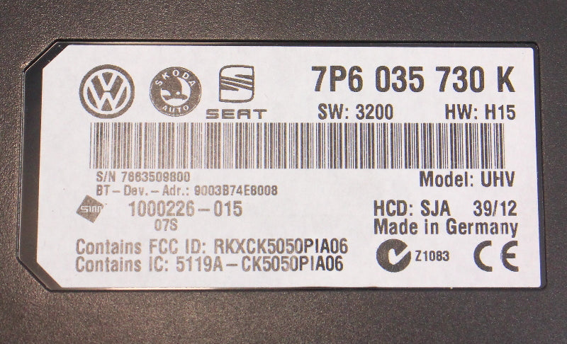 Bluetooth Interface Module VW Jetta Golf Sportwagen MK6 - 7P6 035 730 K