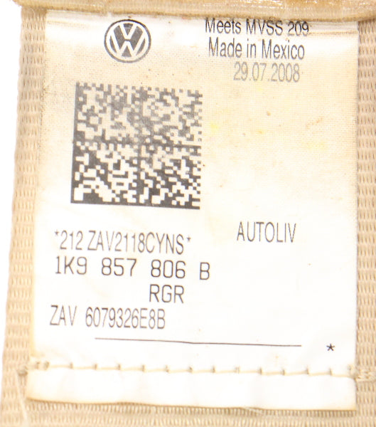 RH Rear Seatbelt Seat Belt 09-14 VW Jetta Sportwagen MK5 MK6 Beige 1K9 857 806 B