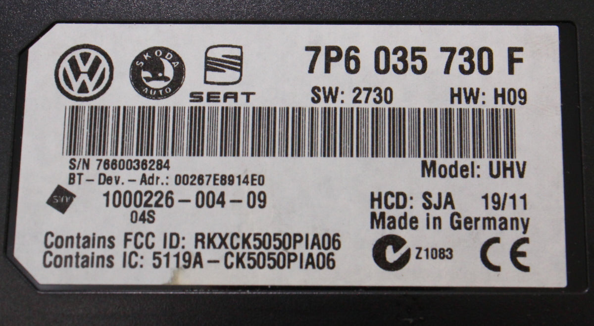 Bluetooth Interface Module VW Jetta Golf MK6 Sportwagen - 7P6 035 730 F