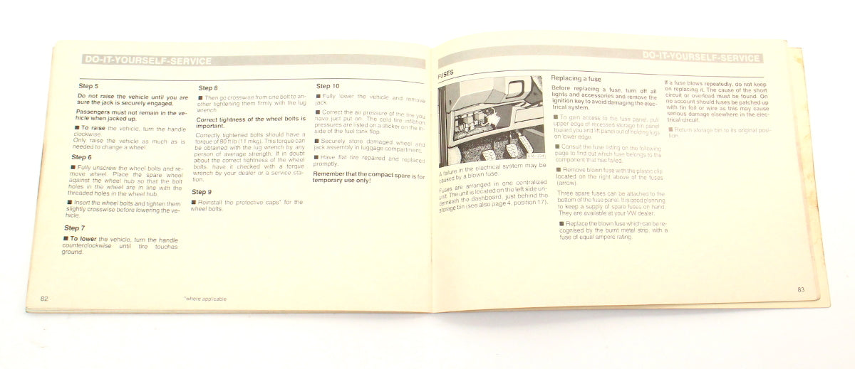1986 Volkswagen VW Jetta Owners Manual Book MK2 - Genuine