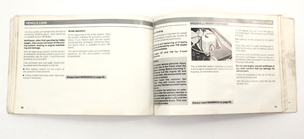 1987 Volkswagen VW Golf Owners Manual Book MK2 - Genuine