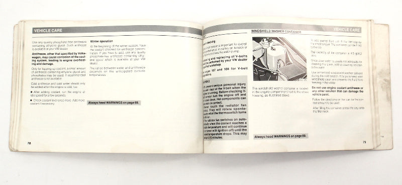 1987 Volkswagen VW Golf Owners Manual Book MK2 - Genuine