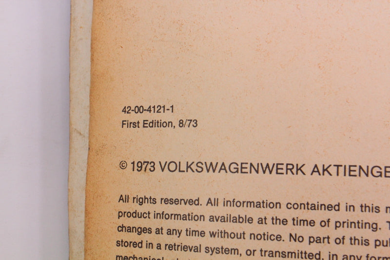 Official Repair Service Manual Book Type 32/33 VW Dasher 42-00-4121-1 -