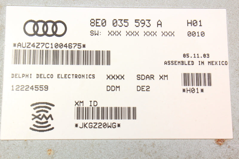 Sirius XM Radio Tuner Module VW Rabbit MK5 Passat Audi A3 A4 S4 - 8E0 035 593 A