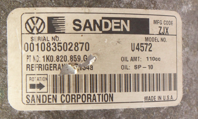 Genuine Sanden AC Compressor A/C 08-10 Jetta Mk5 ~ 1K0 820 859 G