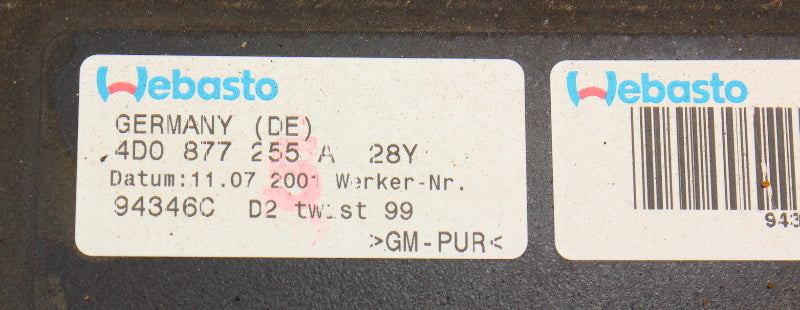 Sunroof Interior Slider Shade Panel Cover 00-03 Audi A8 S8 D2 - 4D0 877 255 A