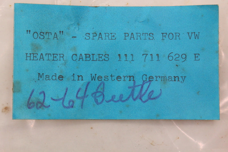 NOS Heater Box Cables 62-64 VW Beetle Bug Ghia Osta West Germany - 111 711 629 E
