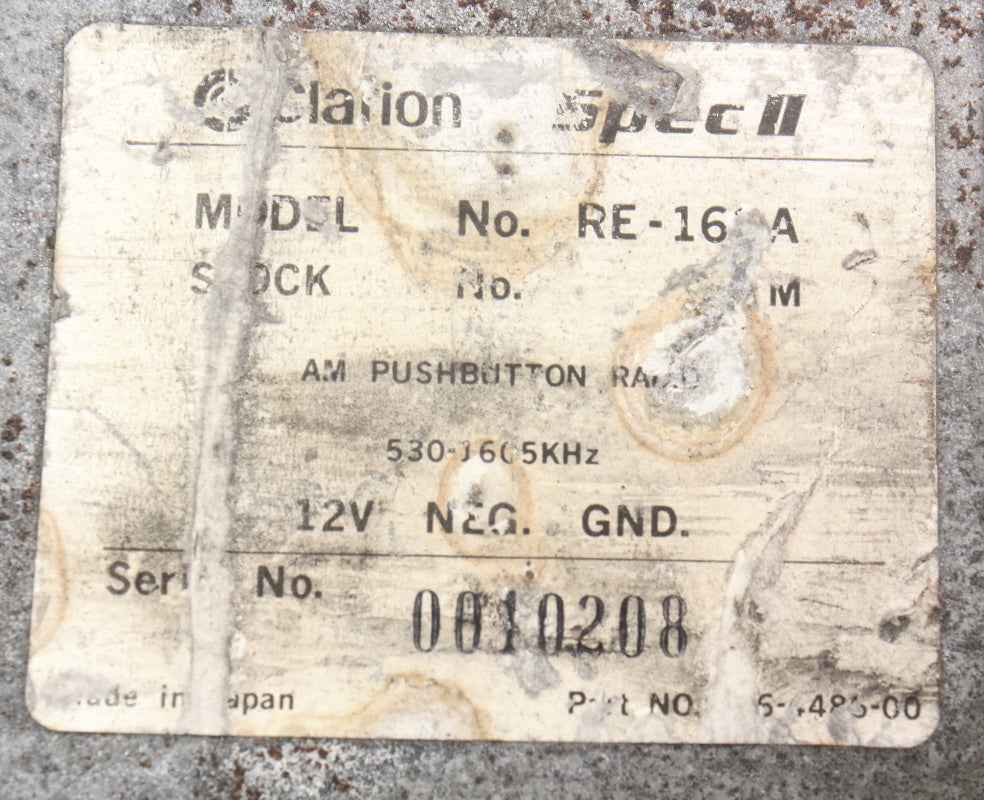 Clarion Spec II Vintage AM Car Radio Head Unit Model RE-16 A