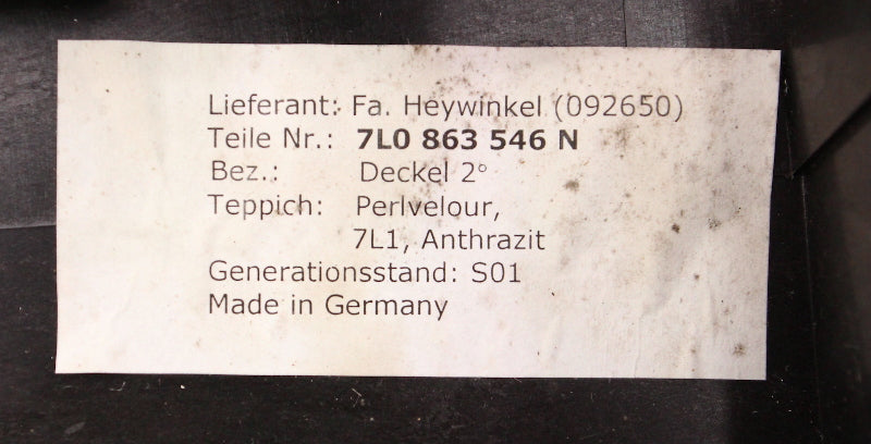 Trunk Hatch Floor Carpet Board Mat 04-10 VW Touareg - Genuine - 7L0 863 546 N