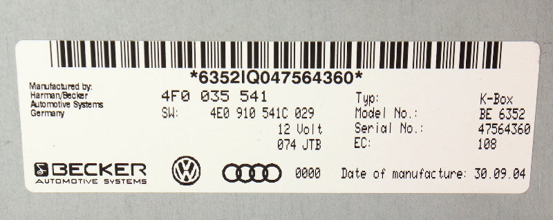 Radio Receiver K Box Tuner 05-06 Audi A6 C6 - Genuine - 4F0 035 541