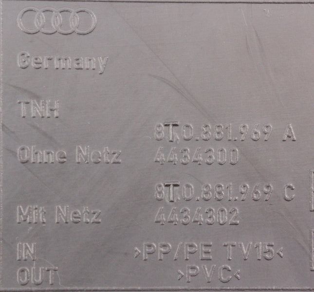 Seat Back Panel Trim Pocket Net 09-16 Audi A4 S4 A5 S5 B8 - 8T0 881 969 A