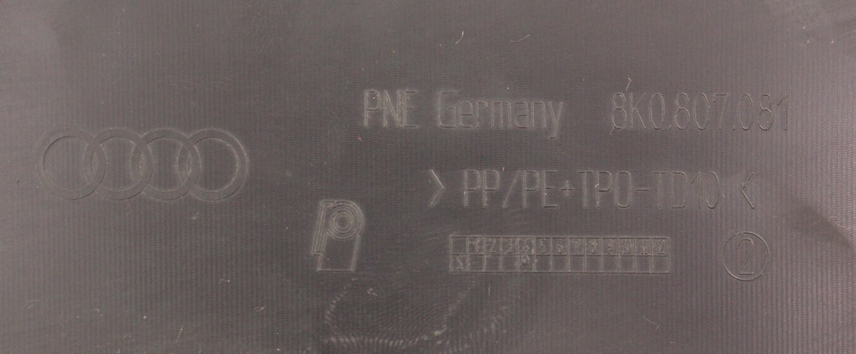 Front Upper Engine Bay Cover 09-12 Audi A4 S4 B8 - Genuine - 8K0 807 081