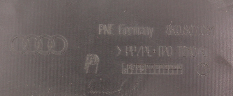 Front Upper Engine Bay Cover 09-12 Audi A4 S4 B8 - Genuine - 8K0 807 081