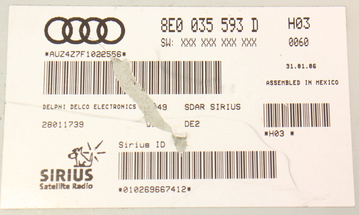 Sirius XM Radio Tuner Module VW Rabbit MK5 Passat Audi A3 A4 S4 - 8E0 035 593 D
