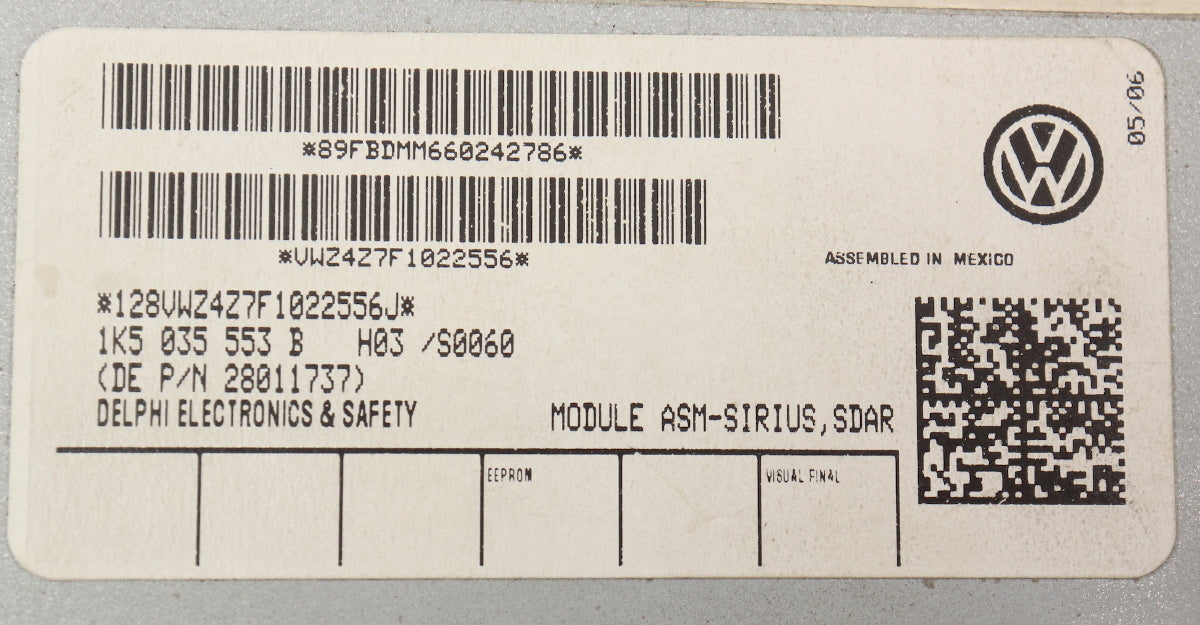 Sirius XM Radio Tuner Module VW Rabbit MK5 Passat Audi A3 A4 S4 - 8E0 035 593 D