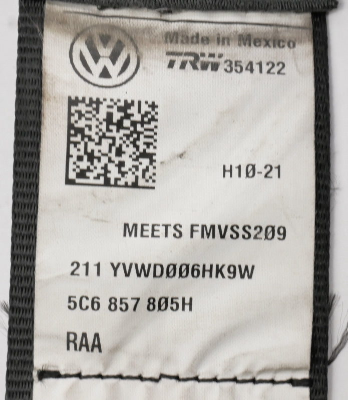Rear Seatbelt Shoulder Belt Set 11-18 VW Jetta MK6 Sedan - 5C6 857 806 / 805 H