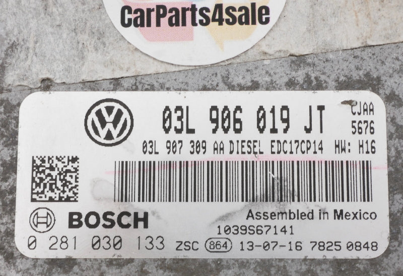 Engine Computer Module ECU ECM 13-14 VW Jetta Golf MK6 TDI Diesel 03L 906 019 JT