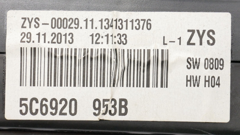 Gauge Cluster Speedometer 2014 VW Jetta Sedan SE MK6 VDO 98K - 5C6 920 953 B