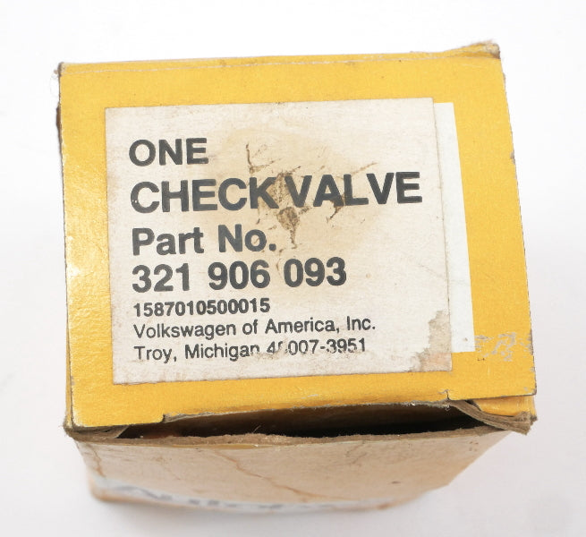 NOS Check Valve VW Audi - Genuine - Autobahn - 321 906 093 / 1587010500