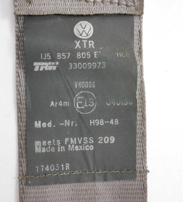 Rear Seatbelt Seat Belt Set 99-05 VW Jetta Golf MK4 Grey - Genuine 1J5 857 805 E