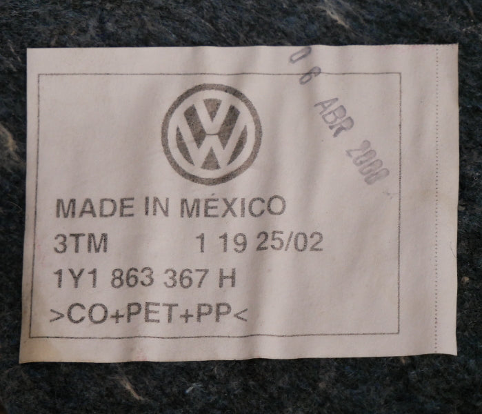 Interior Floor Carpet 03-10 VW Beetle Convertible Black ~ Genuine 1Y1 863 367 H