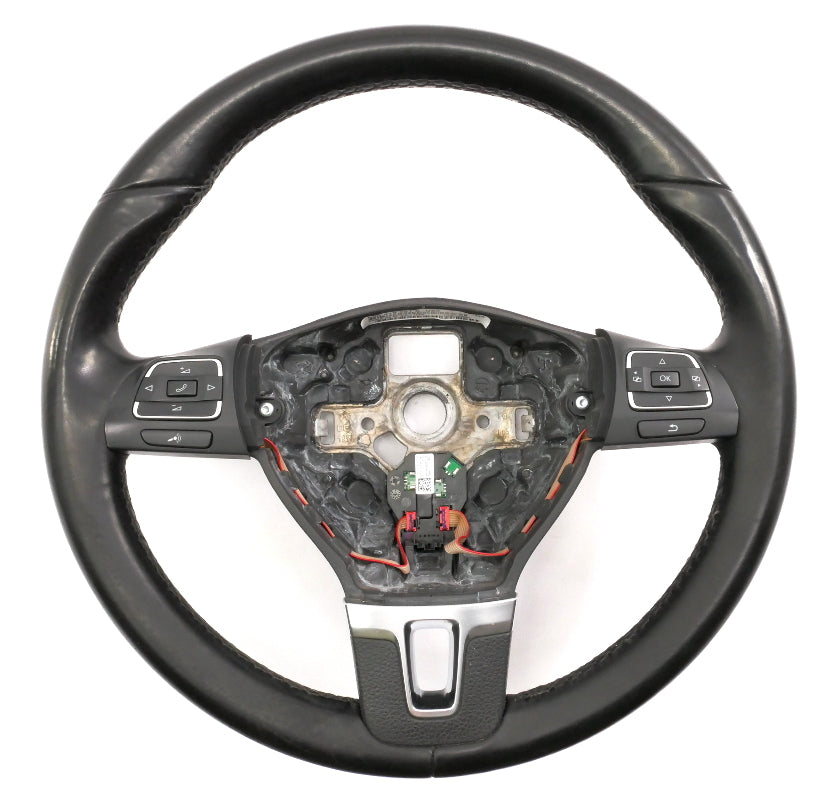 Leather Steering Wheel 10-14 VW Golf GTI Jetta Sportwagen MK6 - 5C0 419 091 K