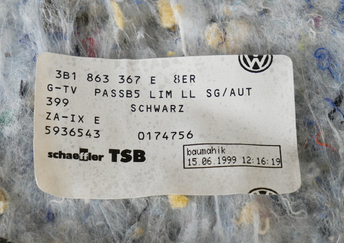 Interior Floor Carpet 98-05 VW Passat B5.5 - Black - Genuine - 3B1 863 367 E