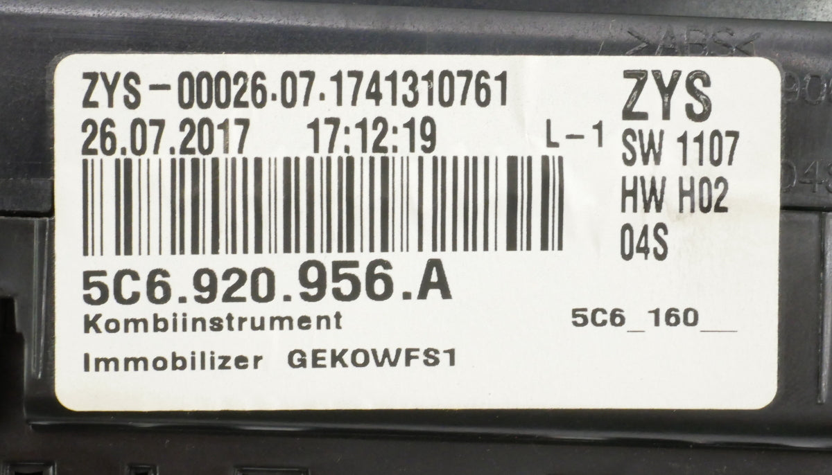 Gauge Cluster Speedometer 17-18 VW Jetta Sedan MK6 - Genuine - 5C6 920 956 A