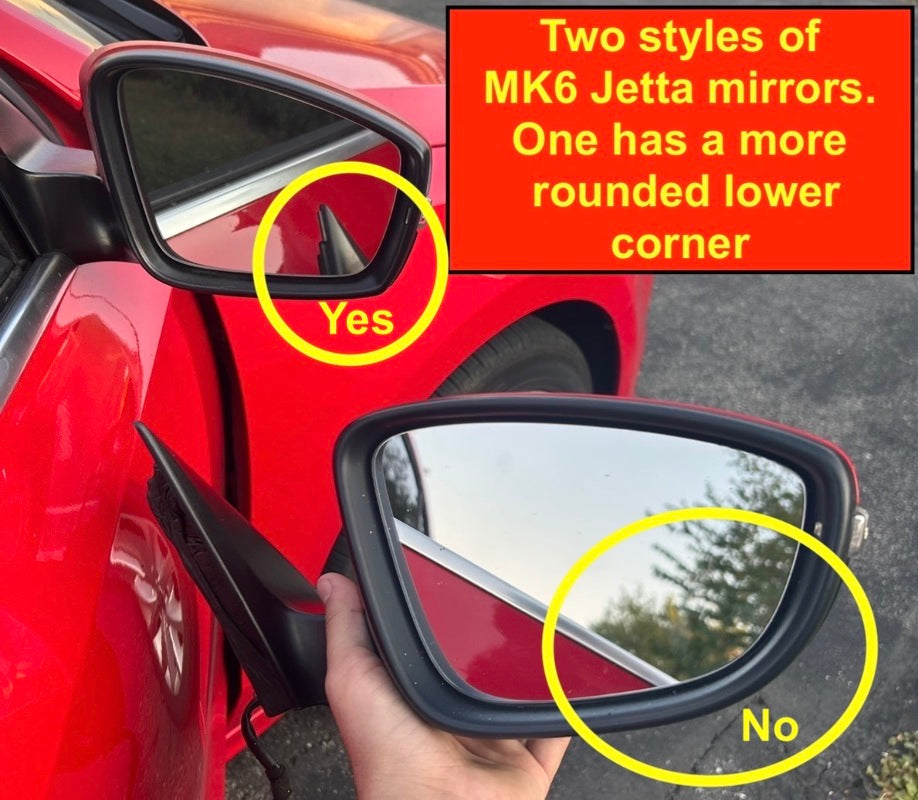 RH Side View Door Exterior Mirror 11-18 VW Jetta Sedan MK6 L041 Black - Genuine