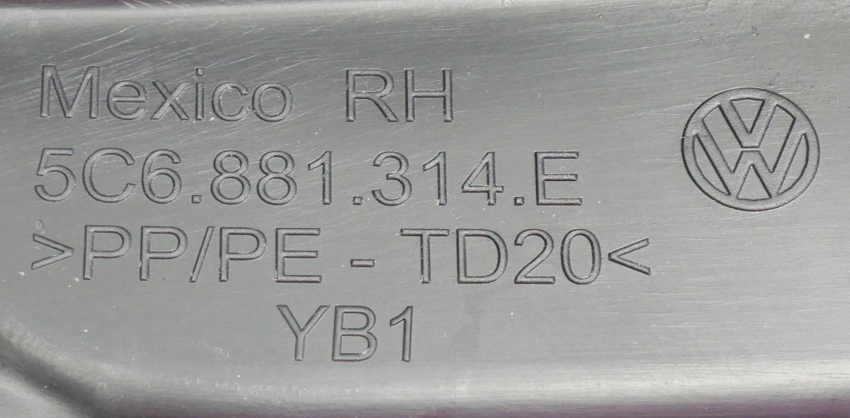 RH Seat Side Trim 17-18 VW Jetta MK6 Sedan - Genuine - 5C6 881 314 E