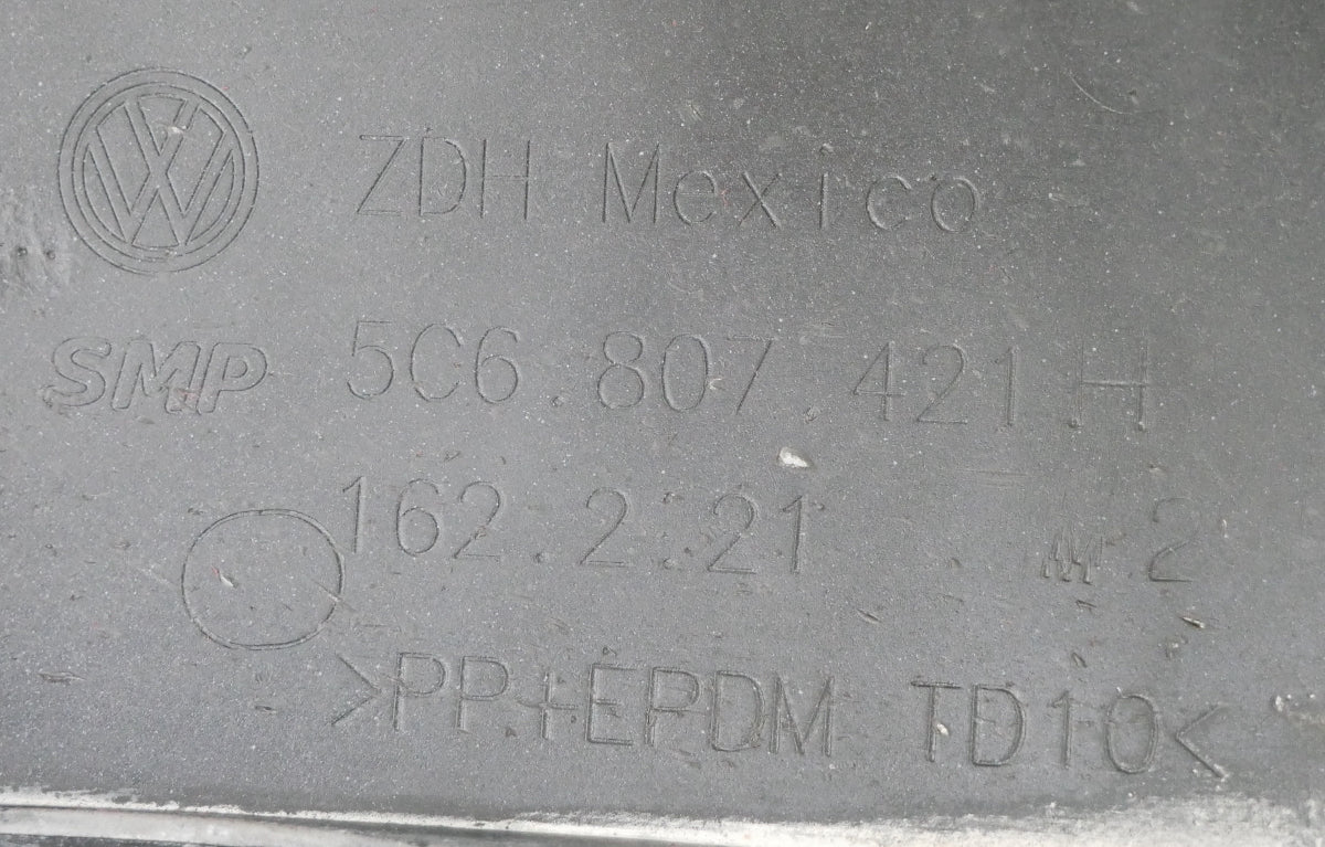 Rear Bumper Cover 15-18 VW Jetta Sedan MK6 L041 Black - Genuine - 5C6 807 421 H