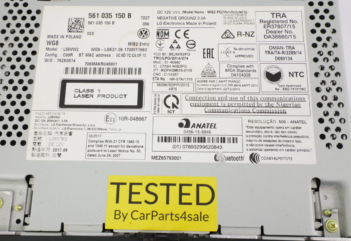 Head Unit Radio 18-19 VW Jetta MK6 Passat Beetle - Genuine - 561 035 150 B