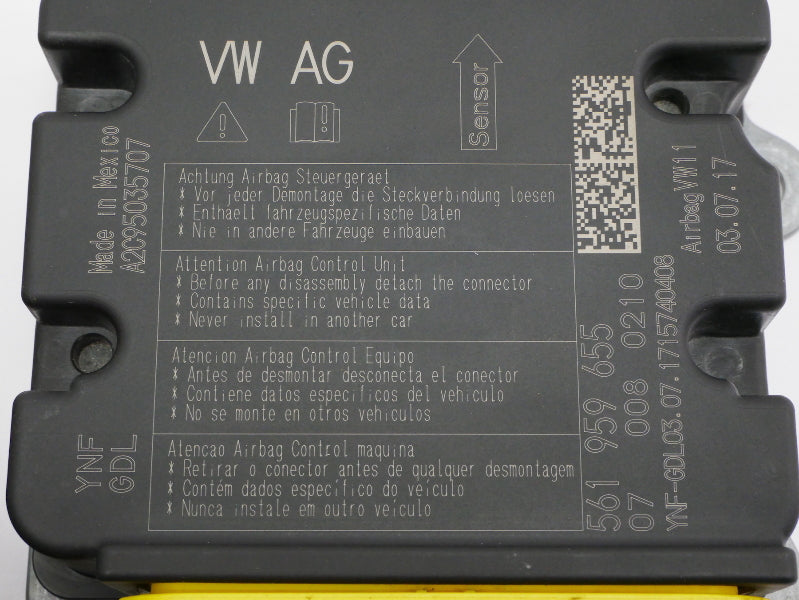 Airbag Computer Module Core 16-18 VW Jetta MK6 - Genuine - 561 959 655