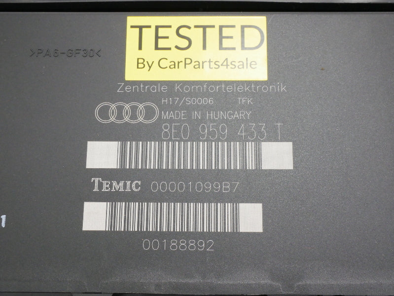 CCM Comfort Control Module Computer 2002 Audi A4 B6 - Genuine - 8E0 959 433 T