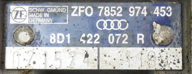 ZF Power Steering Rack 00-02 Audi A4 B5 V6 - Genuine - 8D1 422 072 R