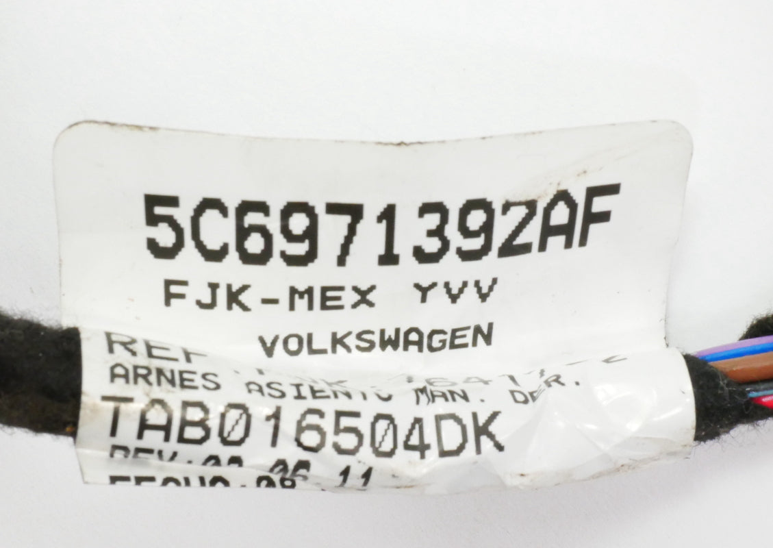 RH Seat Wiring Harness 11-14 VW Jetta MK6 Sedan - Genuine - 5C6 971 392 AF