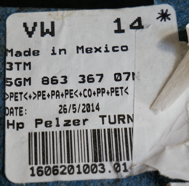 Interior Floor Carpet 15-21 VW Golf GTI Sportwagen Alltrack MK7 - 5GM 863 367