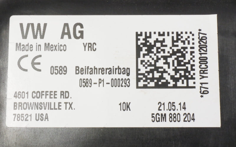 RH Dash Airbag Air Bag 15-17 VW Golf GTI R E-Golf Sportwagen Alltrack MK7 - 5GM 880 204