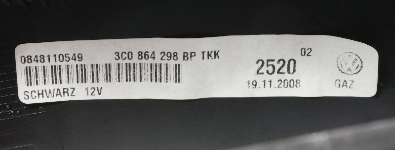 Center Console Armrest Rear Vents 06-10 VW Passat B6 Genuine - 3C0 864 298 BP