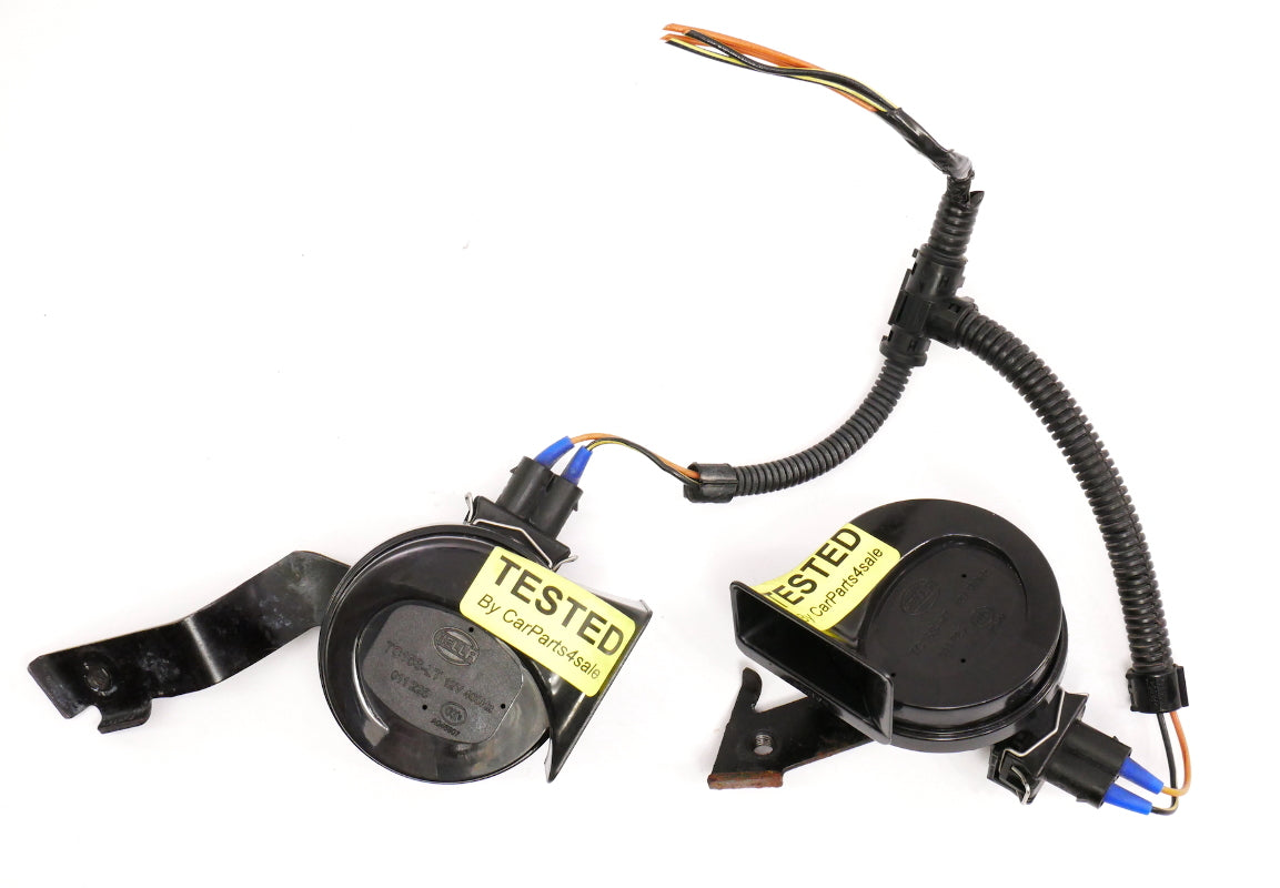 Hella High & Low Tone Horn Set 99-05 VW Jetta Golf GTI MK4 W/ Brackets & Wiring