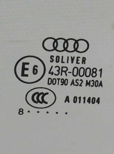 RH Rear Door Window Side Glass 05-11 Audi A6 S6 C6 Sedan - Genuine