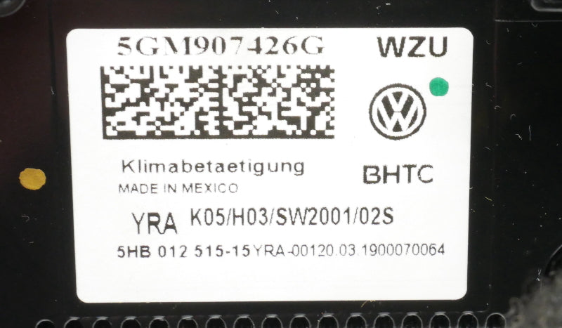 Climate Control HVAC 15-21 VW Golf / Sportwagen / Alltrack MK7 - 5GM 907 426 G