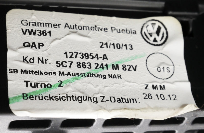 Arm Rest Center Console 11-18 VW Jetta Sedan MK6 . Genuine . 5C7 863 241 M