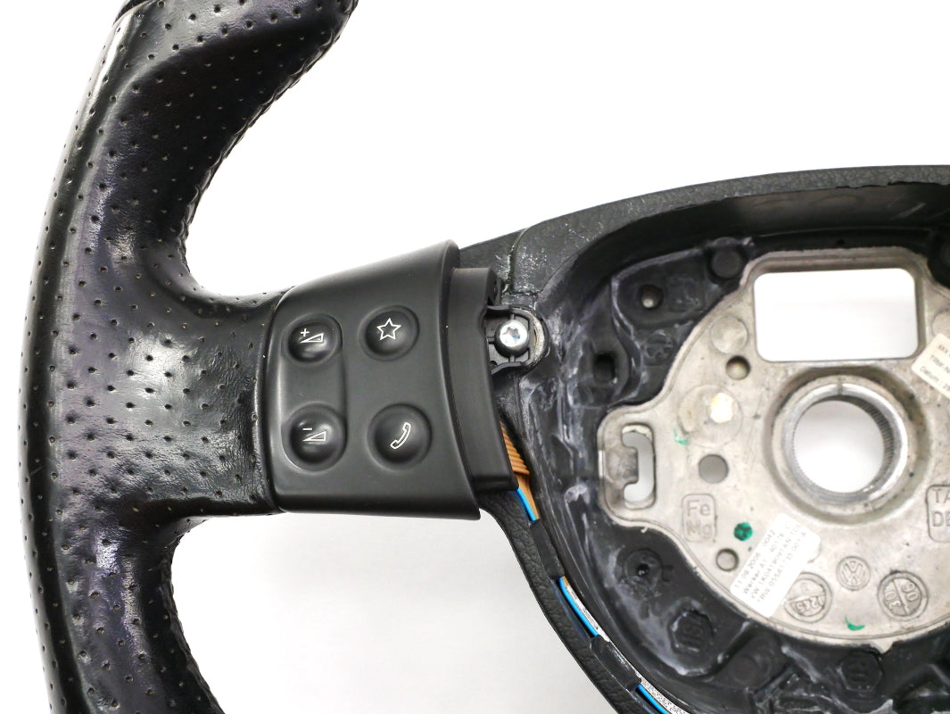 Flat Bottom Black Leather Sports Steering Wheel 05-10 VW Jetta GLI GTI MK5 ~